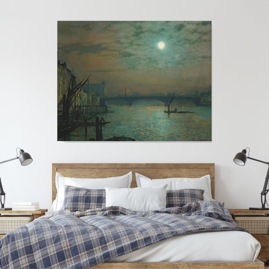 John Atkinson Grimshaw - Southwark Bridge bij maan Canvas Afdruk (Insitu (Slaapkamer))