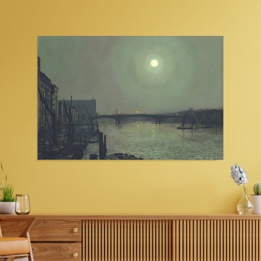 John Atkinson Grimshaw - Southwark Bridge by Moon Canvas Afdruk (Insitu (Woonkamer))