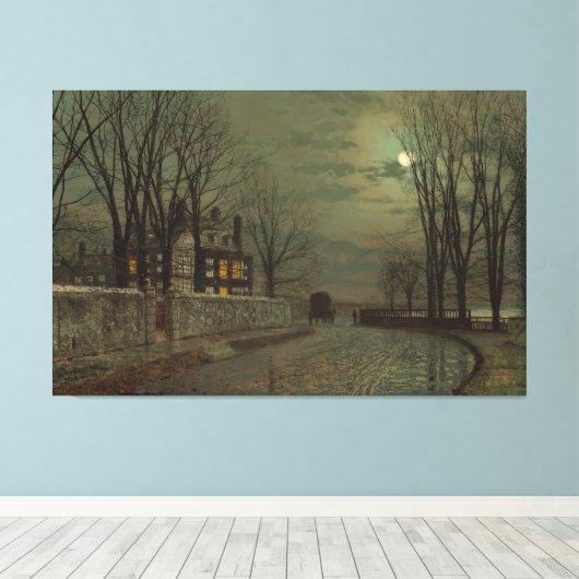 John Atkinson Grimshaw - The Turn of the Road Canvas Afdruk (Insitu (Houten vloer))