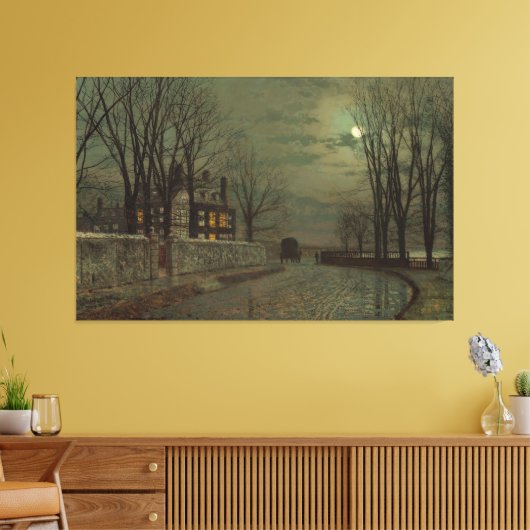 John Atkinson Grimshaw - The Turn of the Road Canvas Afdruk (Insitu (Woonkamer))