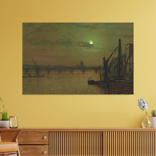John Atkinson Grimshaw - Waterloo Bridge, London Canvas Afdruk (Insitu (Woonkamer))