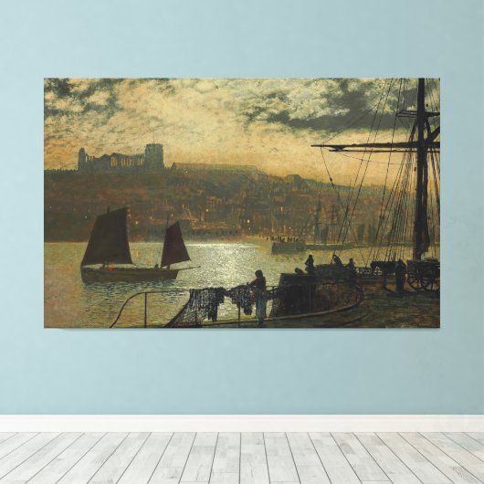 John Atkinson Grimshaw - Whitby Abbey And Church Canvas Afdruk (Insitu (Houten vloer))