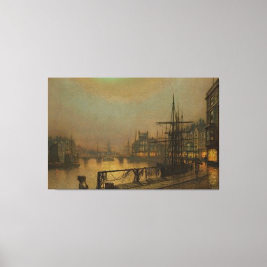 John Atkinson Grimshaw - Whitby at Night Canvas Afdruk (Voorkant)