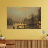 John Atkinson Grimshaw - Whitby at Night Canvas Afdruk (Insitu (Woonkamer))