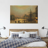 John Atkinson Grimshaw - Whitby 's Nachts Canvas Afdruk (Insitu (Slaapkamer))