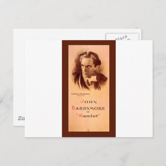 John Barrymore in Hamlet Broadway 1922 Briefkaart (Voorkant / Achterkant)