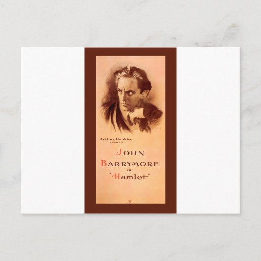 John Barrymore in Hamlet Broadway 1922 Briefkaart (Voorkant)