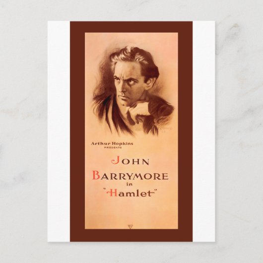 John Barrymore in Hamlet Broadway 1922 Briefkaart (Voorkant)