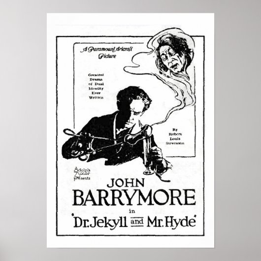 John Barrymore Jekyll en Hyde 1920 Movie Ad Print (Voorkant)
