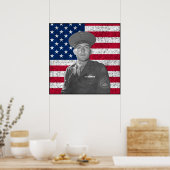 John Basilone en de Amerikaanse vlag — Grens Poster (Keuken)