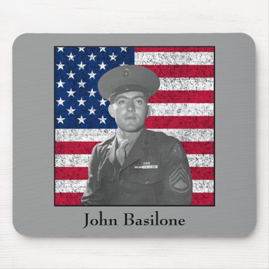 John Basilone en de Amerikaanse vlag Muismat (Voorkant)