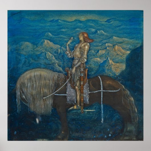 John Bauer A knight from Tussen Gnomes Poster (Voorkant)