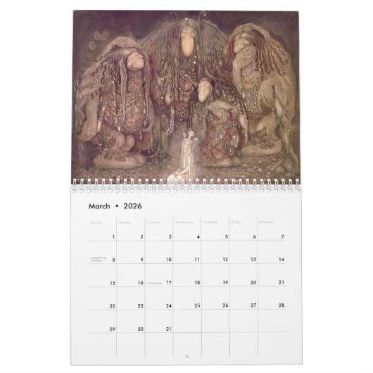 John Bauer Art Calendar Kalender (Mar 2026)