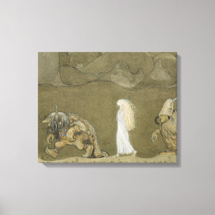 John Bauer - De prinses en de rollen Canvas Afdruk