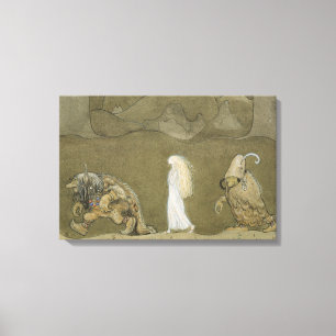 John Bauer - De prinses en de rollen Canvas Afdruk