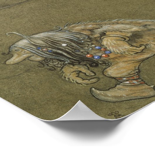 John Bauer - De prinses en de rollen Poster (Hoek)