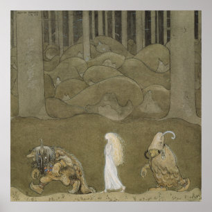 John Bauer - De prinses en de rollen Poster