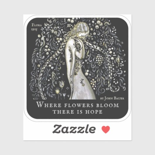 John Bauer Flora godin Bloemen voorjaarsvernieuwin Sticker (Vel)
