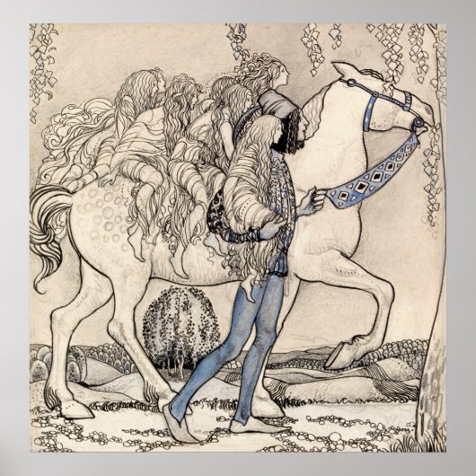 John Bauer - He led the Horse at the bridle Poster (Voorkant)