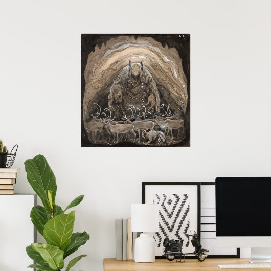 John Bauer - Het man dat tussen de gnoom loopt Poster (Thuiskantoor)