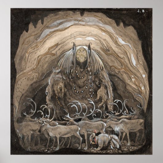 John Bauer - Het man dat tussen de gnoom loopt Poster (Voorkant)