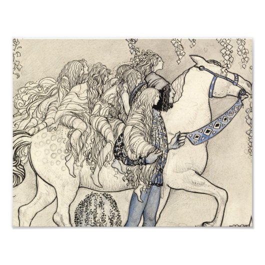 John Bauer - Het paard dat hij in de bit leidde Foto Afdruk (Voorkant)