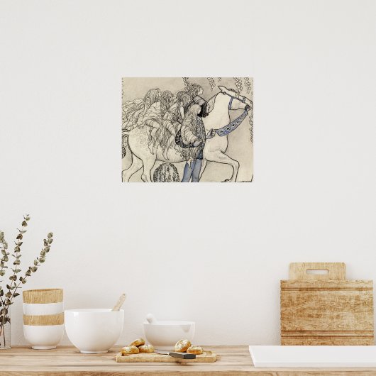 John Bauer - Het paard dat hij in de bit leidde Poster (Keuken)