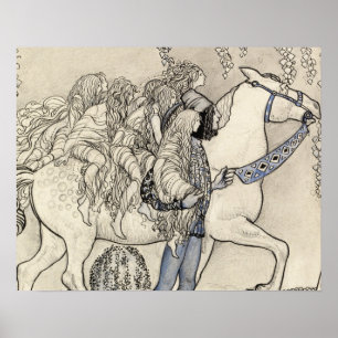 John Bauer - Het paard dat hij in de bit leidde Poster