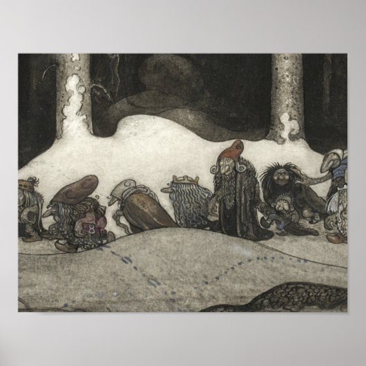 John Bauer - In de kerstnacht Poster (Voorkant)