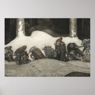 John Bauer - In de kerstnacht Poster