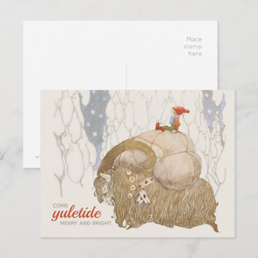 John Bauer Kerstjuli jbocken Yule geit CC1026 Feestdagenkaart (Voorkant / Achterkant)