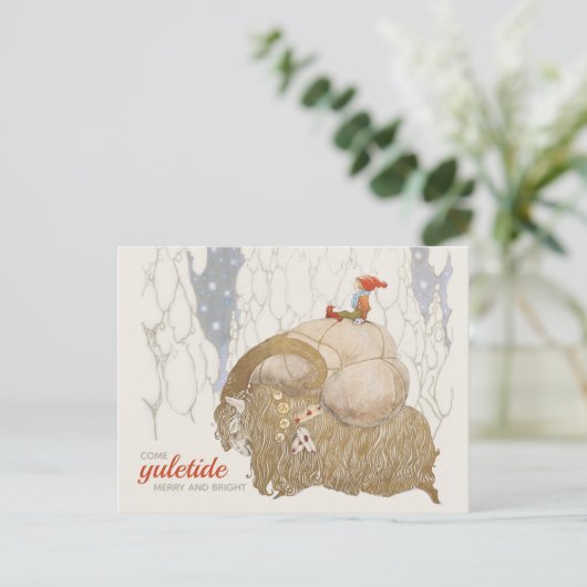 John Bauer Kerstjuli jbocken Yule geit CC1026 Feestdagenkaart (Staand voorkant)