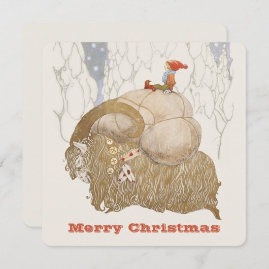 John Bauer Kerstmis Yule geit Julbocken CC1029 Feestdagenkaart (Voorkant / Achterkant)