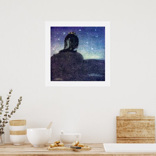 John Bauer King of Troll Mountain in Blue Poster (Keuken)