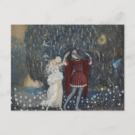John Bauer - Lena Dances met de Knight Briefkaart (Voorkant)