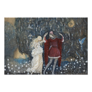 John Bauer - Lena Dances met de Knight Foto Afdruk