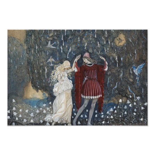 John Bauer - Lena Dances met de Knight Foto Afdruk (Voorkant)