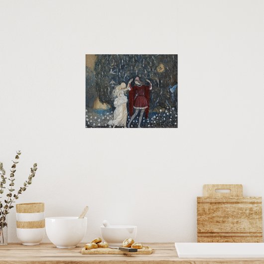 John Bauer - Lena Dances met de Knight Poster (Keuken)