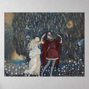 John Bauer - Lena Dances met de Knight Poster