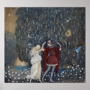 John Bauer - Lena danst met de nacht Poster