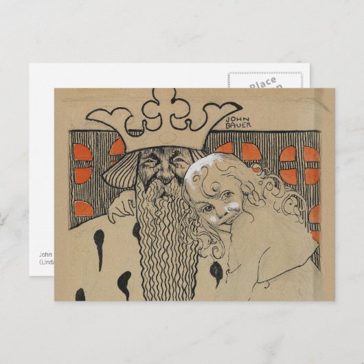 John Bauer, Linda Gull och den gamle, 1905 Briefkaart (Voorkant / Achterkant)