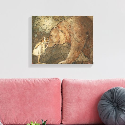 John Bauer - Poor Little Basse Canvas Afdruk (Insitu (Woonkamer))