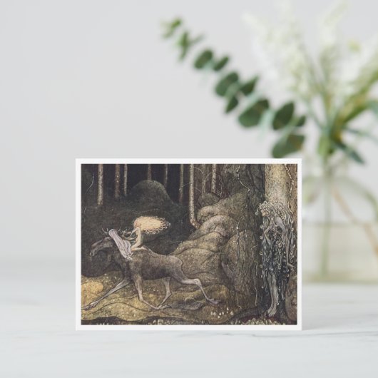 John Bauer Princess en Elk Briefkaart (Staand voorkant)