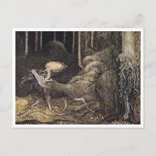 John Bauer Princess en Elk Briefkaart (Voorkant)