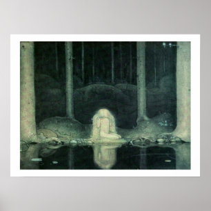 John Bauer Princess Tuvstarr kijkt uit naar haar h Poster