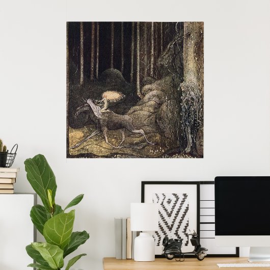 John Bauer Prinses en de Eland Poster (Thuiskantoor)