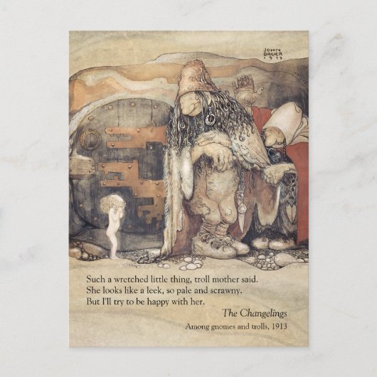 John Bauer Troll stel Princess baby Changelings Briefkaart (Voorkant)