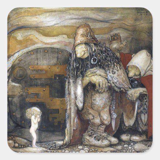 John Bauer Troll Vierkante Sticker (Voorkant)