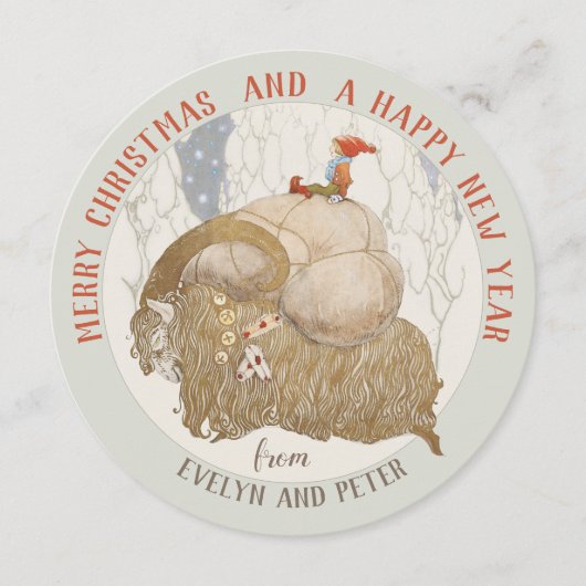 John Bauer Yule geit Julbocken kerstkaart (Voorkant)