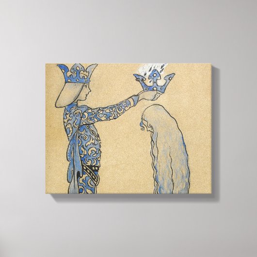 John Bauer - Zet de Prins dan een kroon op goud Canvas Afdruk (Voorkant)